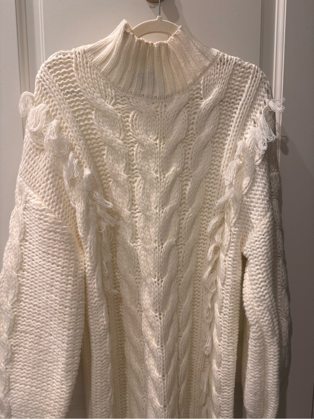 FARM Rio Cream Cable-Knit Fringe Maxi Dress - Picture 4 of 6